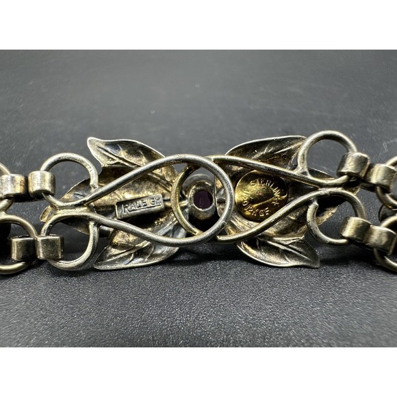 Vintage Signed Raleigh Sterling Silver Rose Yellow GF Floral 6.5” Bracelet 16G - Picture 11 of 13